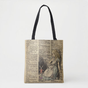 Alice In Wonderland and the White Rabbit Tote Bag