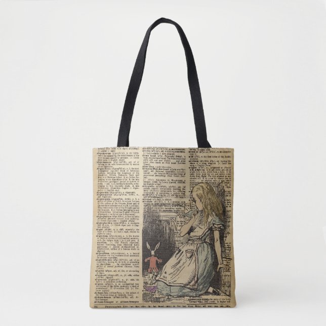 Alice In Wonderland and the White Rabbit Tote Bag (Front)