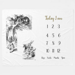 Alice in wonderland  Baby 1st year Milestone    Fleece Blanket