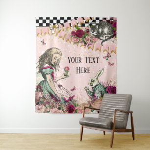 Alice in Wonderland Baby Shower Backdrop Banner Tapestry