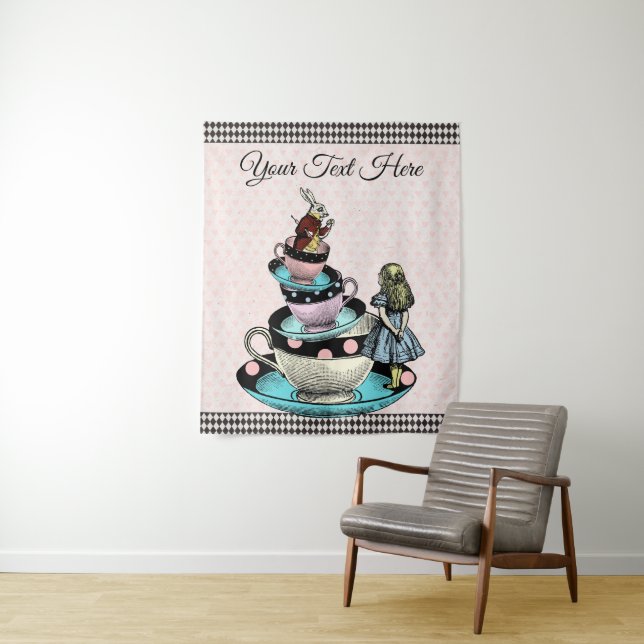 Alice in Wonderland Baby Shower Backdrop Tapestry (In Situ)