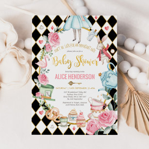 Alice in Wonderland Baby Shower Girl Mad Tea Party Invitation