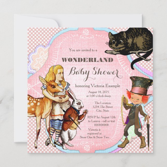 Alice in Wonderland Baby Shower Invitation (Front)