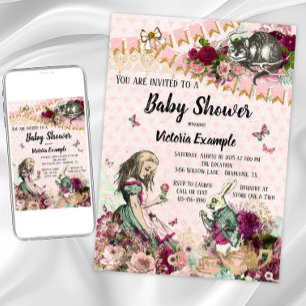 Alice in Wonderland Baby Shower Invitations