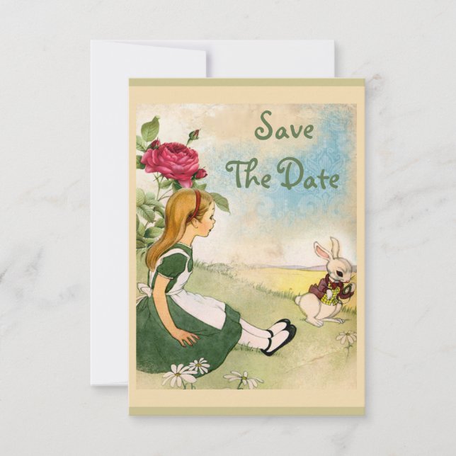 Alice in Wonderland Baby Shower Save the Date (Front)