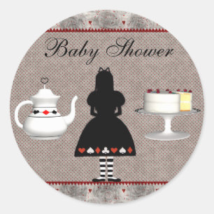 Alice in Wonderland Baby Shower Tea Party Classic Round Sticker