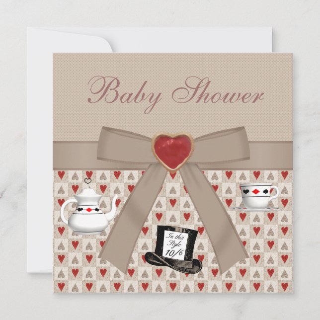 Alice in Wonderland Baby Shower Tea Party Invites (Front)