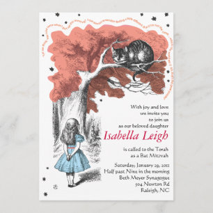 Alice In Wonderland Bat Mitzvah Invitation Invite
