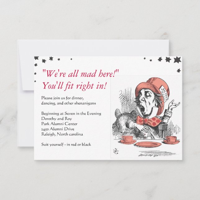 Alice In Wonderland Bat Mitzvah Party Card (Front)