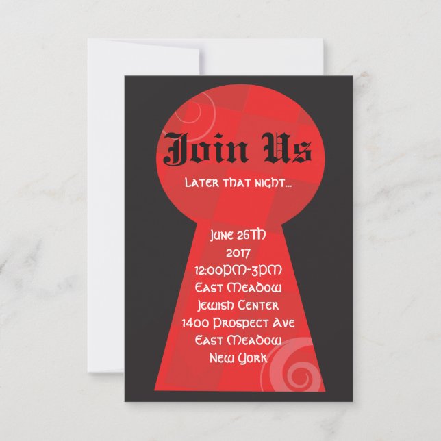 ALICE IN WONDERLAND Bat Mitzvah Party Card (Front)