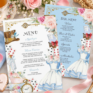 Alice in Wonderland Birthday Baby Shower Menu
