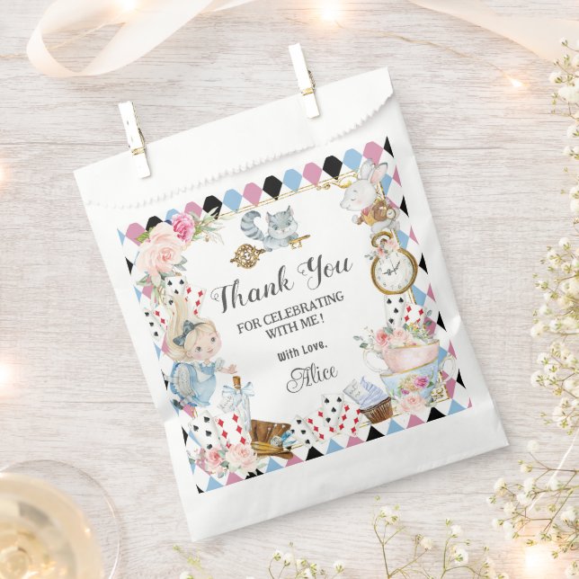 Alice in Wonderland Birthday High Tea Party  Favour Bag (Clipped)