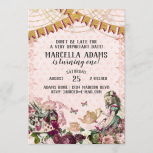 Alice in Wonderland Birthday Invitation