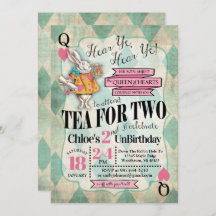 Alice in Wonderland Birthday Invitations