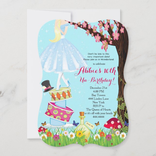 Alice in Wonderland Birthday Invitations (Front)
