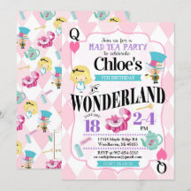 Alice in Wonderland Birthday Invitations