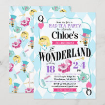 Alice in Wonderland Birthday Invitations