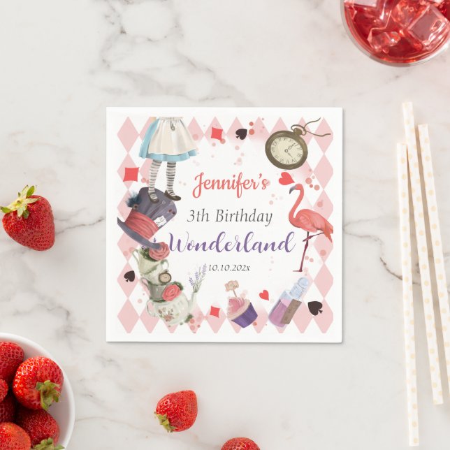 Alice in Wonderland Birthday   Napkin (Insitu)