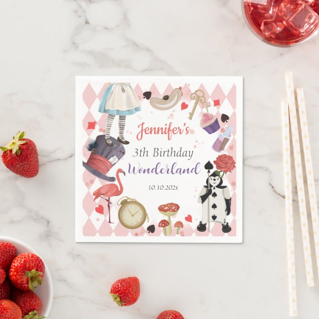 Alice in Wonderland Birthday   Napkins (Insitu)
