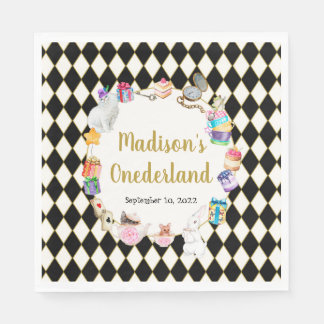 Alice in Wonderland Birthday Onederland Napkin