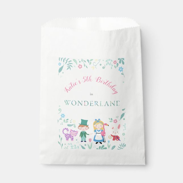 Alice in Wonderland Birthday Party Favour Bag (Front)