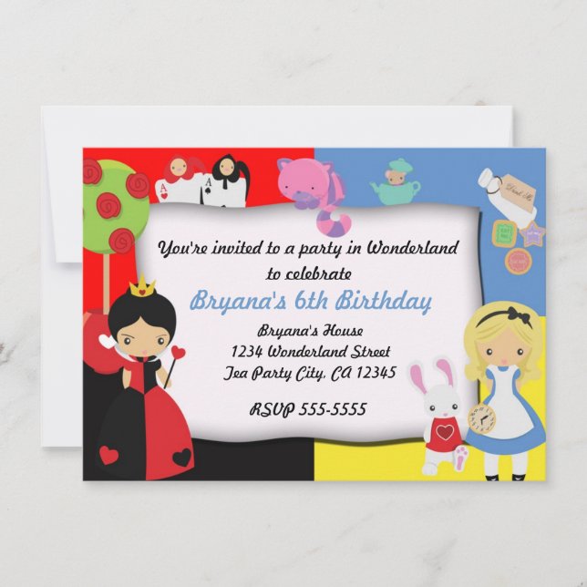 Alice in Wonderland Birthday Party Invitation (Front)
