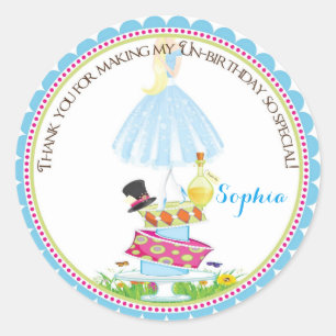 Alice in Wonderland Birthday Stickers