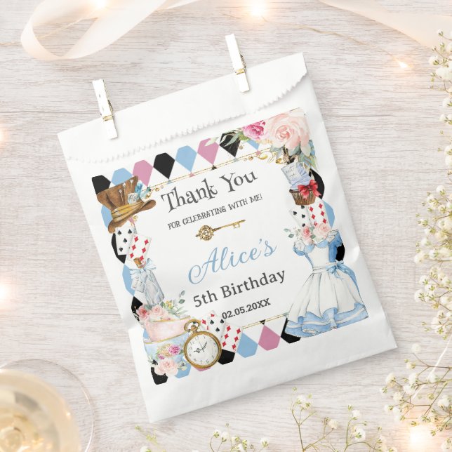 Alice in Wonderland Birthday Tea Party  Favour Bag (Clipped)