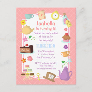 Alice in Wonderland Birthday Tea Party Invitations