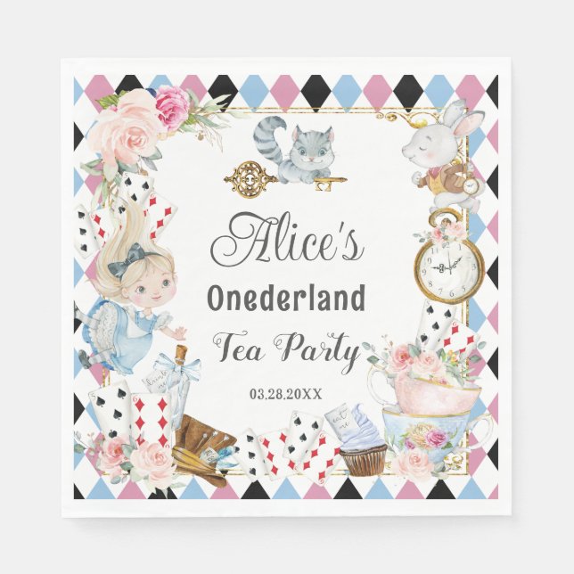 Alice in Wonderland Birthday Tea Party  Napkin (Front)