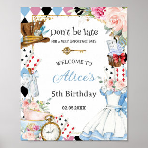 Alice in Wonderland Birthday Tea Party Welcome Poster