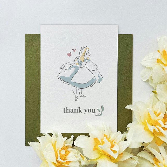 Alice in Wonderland Birthday Thank You Card (Thank You Card on table)