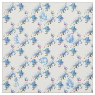 Alice in Wonderland Blue Floral Fabric