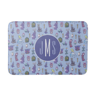 Alice In Wonderland   Blue Monogram Pattern Bath Mat