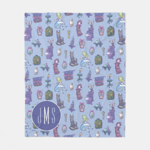Alice In Wonderland   Blue Monogram Pattern Fleece Blanket