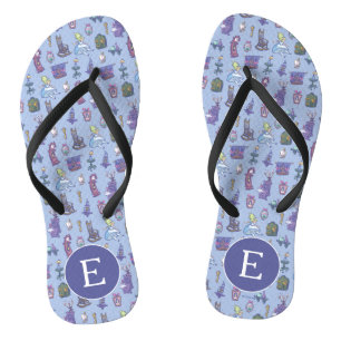 Alice In Wonderland Blue Monogram Pattern Flip Flops