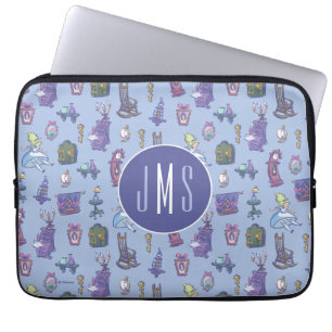 Alice In Wonderland Blue Monogram Pattern Laptop Sleeve