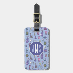 Alice In Wonderland Blue Monogram Pattern Luggage Tag