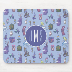 Alice In Wonderland   Blue Monogram Pattern Mouse Pad