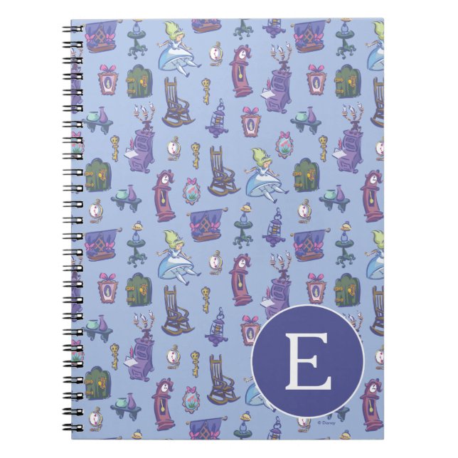 Alice In Wonderland | Blue Monogram Pattern Notebook (Front)