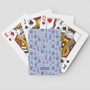 Alice In Wonderland   Blue Monogram Pattern Playing Cards