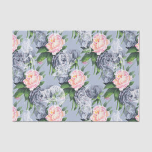 Alice in Wonderland Blue Pink Roses Tissue Paper