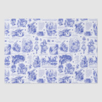 Alice in Wonderland Blue White Toile Quotes