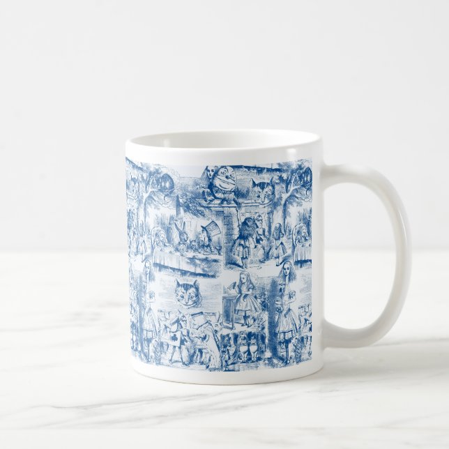 Alice In Wonderland Blue & White Toils Coffee Mug (Right)