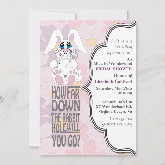 Alice in Wonderland Bridal Shower Invitation (Front)