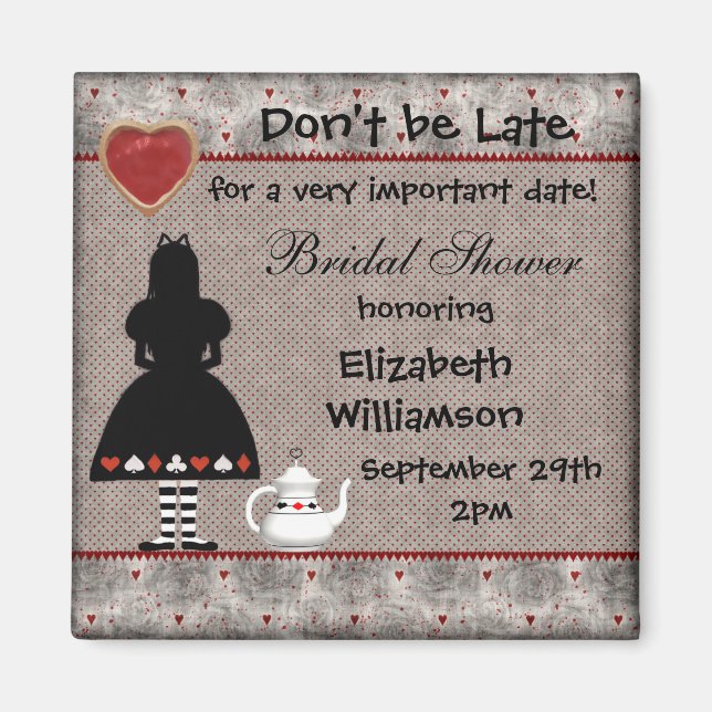 Alice in Wonderland Bridal Shower Save the Date Magnet (Front)