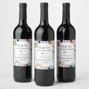 Alice in Wonderland Bridal Shower Tea Party Wine Label