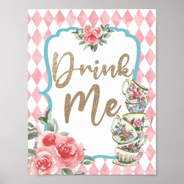 Alice in Wonderland Buvez-moi Poster Symbole d'ann (Devant)