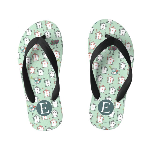 Alice In Wonderland | Card Soldiers - Monogram Kid's Flip Flops (Footbed)