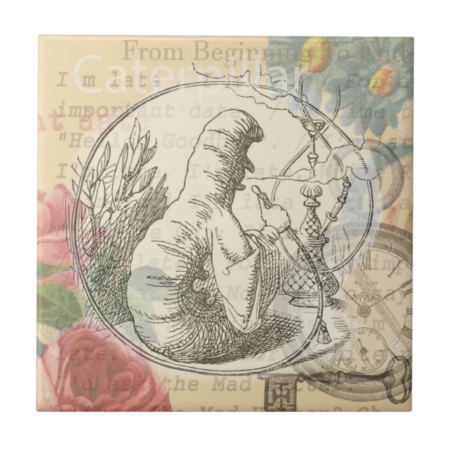 Alice in Wonderland Caterpillar: Original Tenniel  Tile (Front)